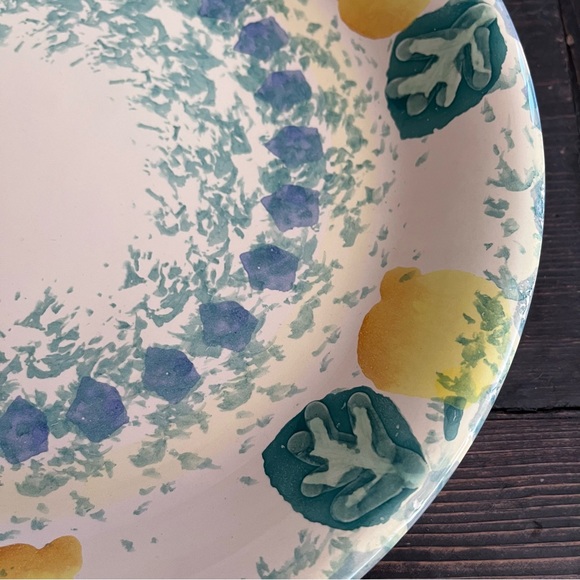 Crate&Barrel Italy Hand Painted Lemon Print Ceramic 10” Dinner Plate - Picture 3 of 12